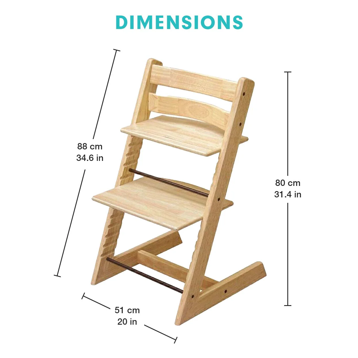 Blessy Wooden High Chair - The Perfect Adjustable Baby Highchair Solution for Your Babies and Toddlers or as a Dining Chair. (6 Months up to 250 Lb) - Image 8