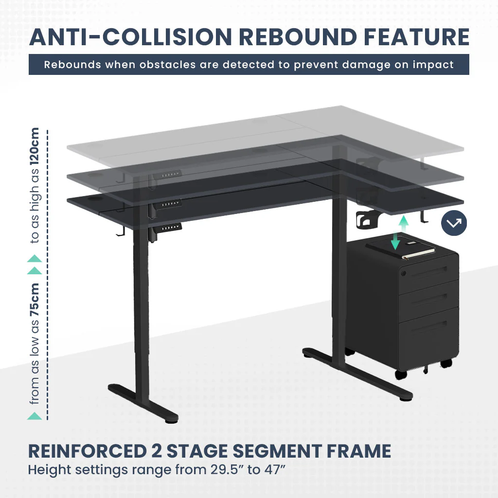 ErgoPro L Shape Standing Desk (Reversible Table Top) - Image 13