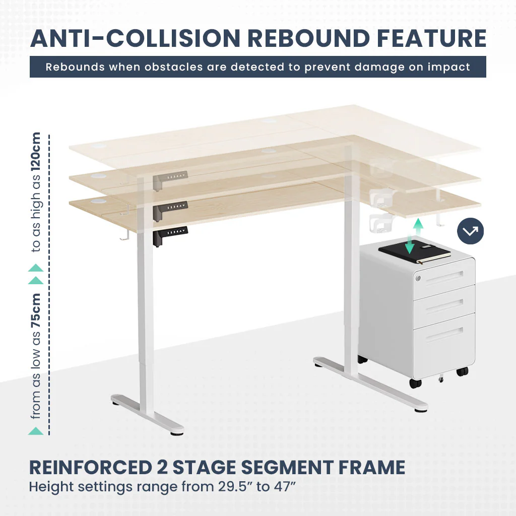 ErgoPro L Shape Standing Desk (Reversible Table Top) - Image 14