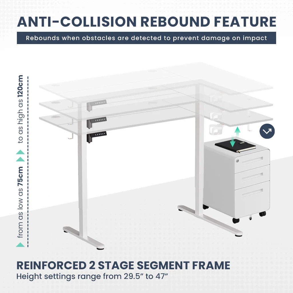 ErgoPro L Shape Standing Desk (Reversible Table Top) - Image 15
