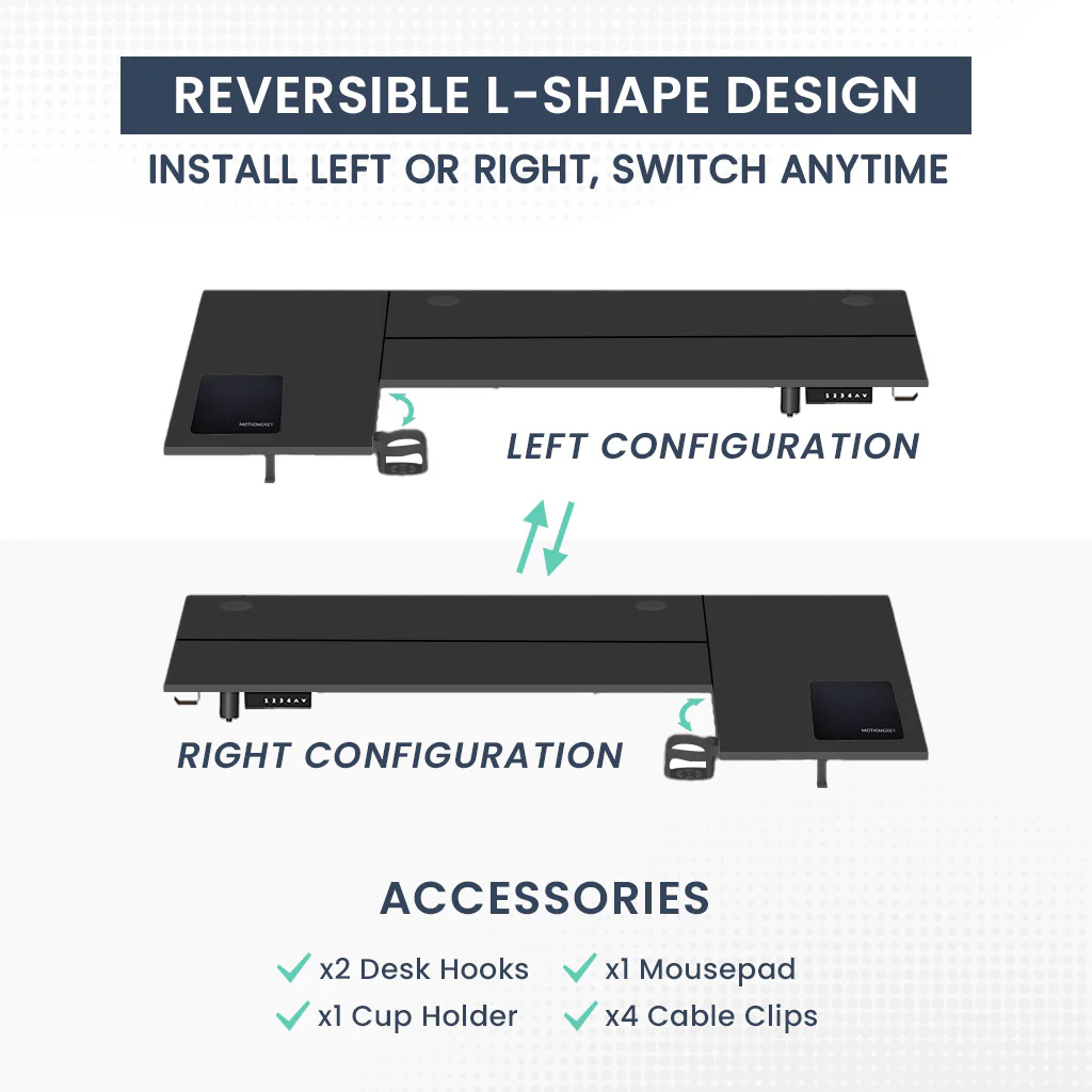ErgoPro L Shape Standing Desk (Reversible Table Top) - Image 18