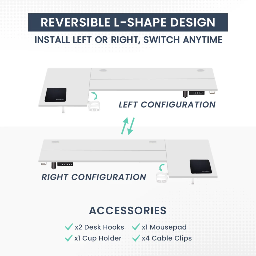 ErgoPro L Shape Standing Desk (Reversible Table Top) - Image 20