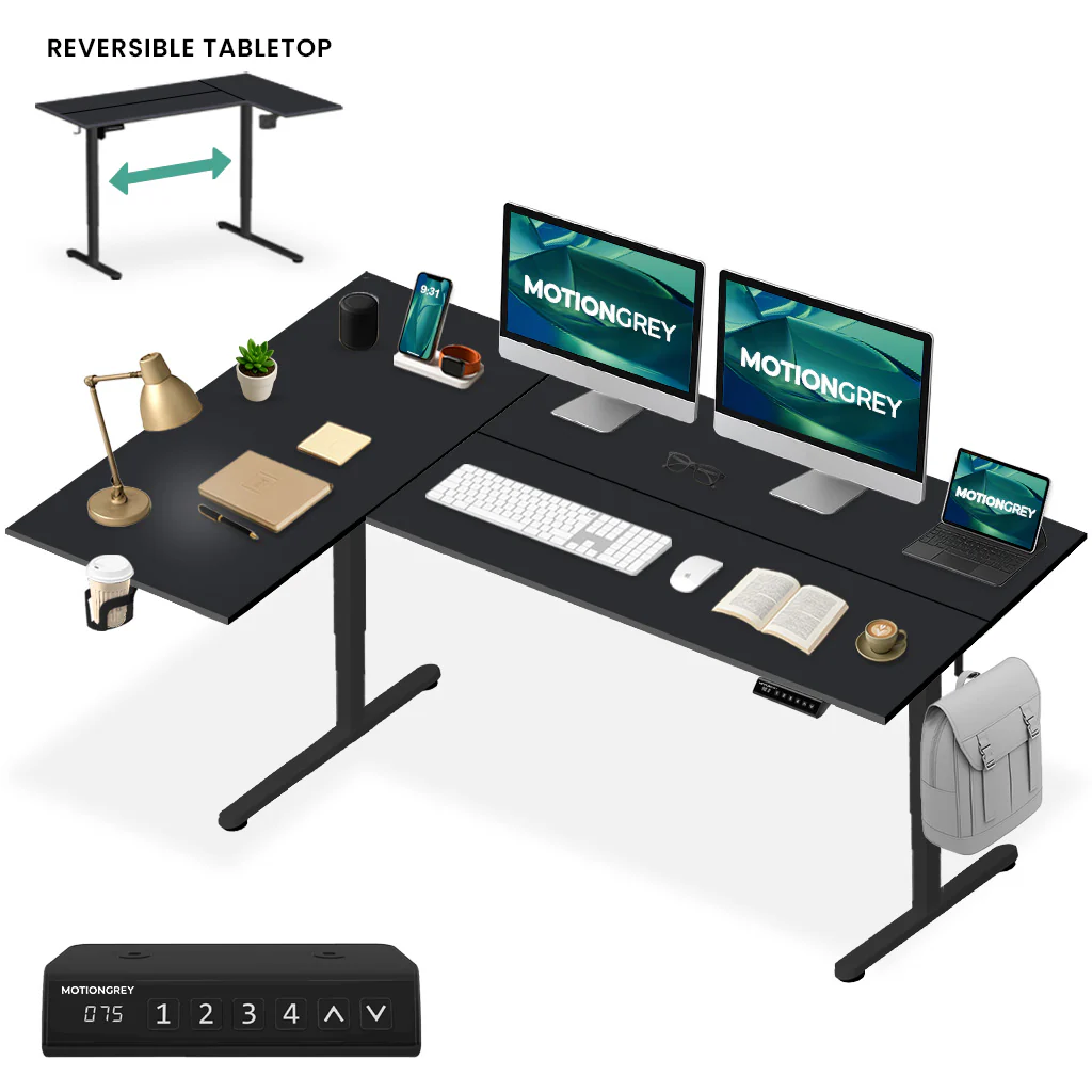 ErgoPro L Shape Standing Desk (Reversible Table Top) - Image 4