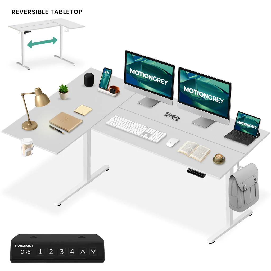 ErgoPro L Shape Standing Desk (Reversible Table Top) - Image 6