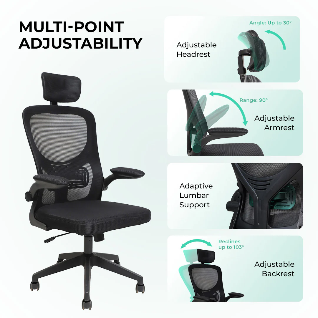 Motion MC2 Ergonomic Mesh High Office Black - Image 10