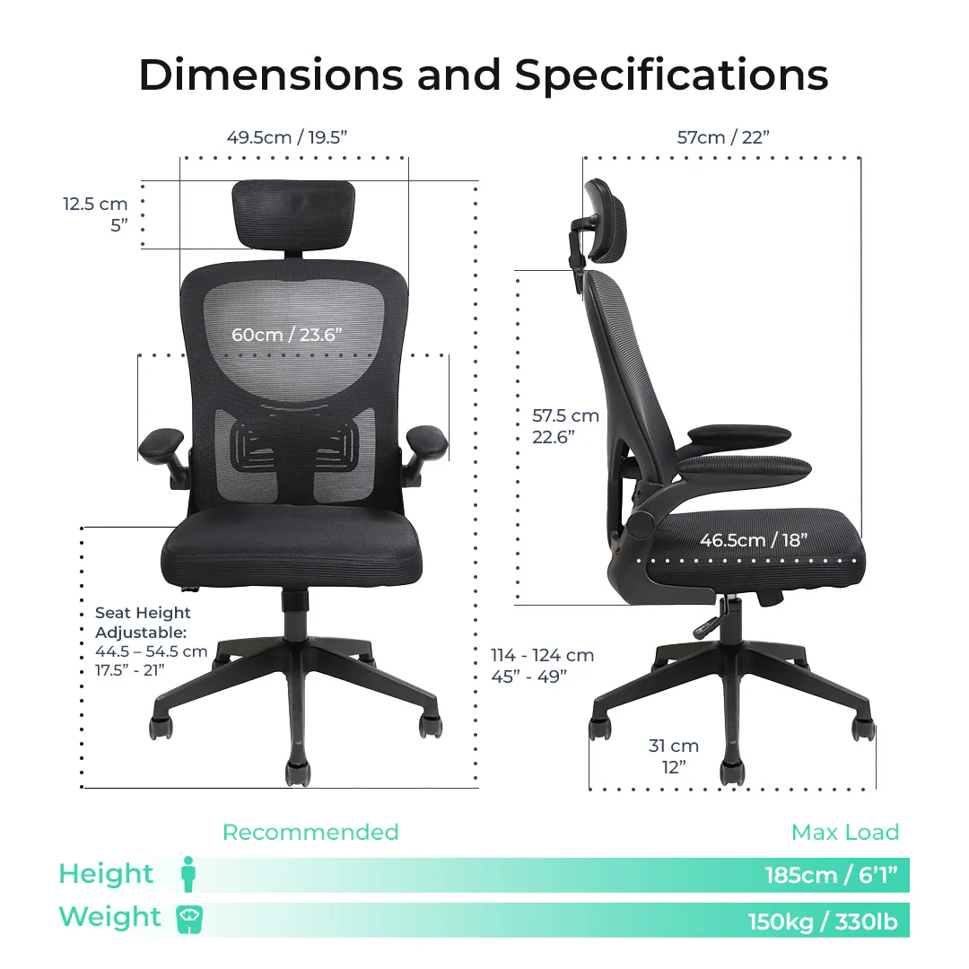 Motion MC2 Ergonomic Mesh High Office Black - Image 4