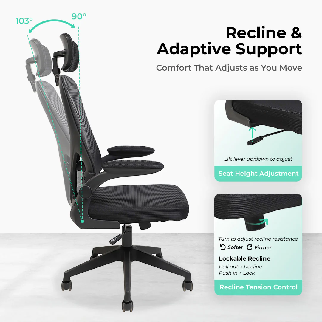Motion MC2 Ergonomic Mesh High Office Black - Image 9