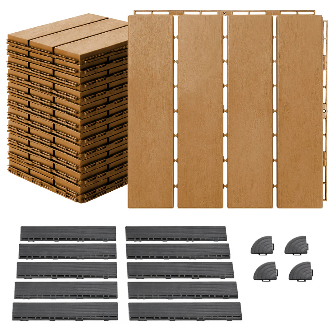 MotionGrey Interlocking 4 Slat Deck Tiles – Waterproof Outdoor Patio Flooring - Image 14