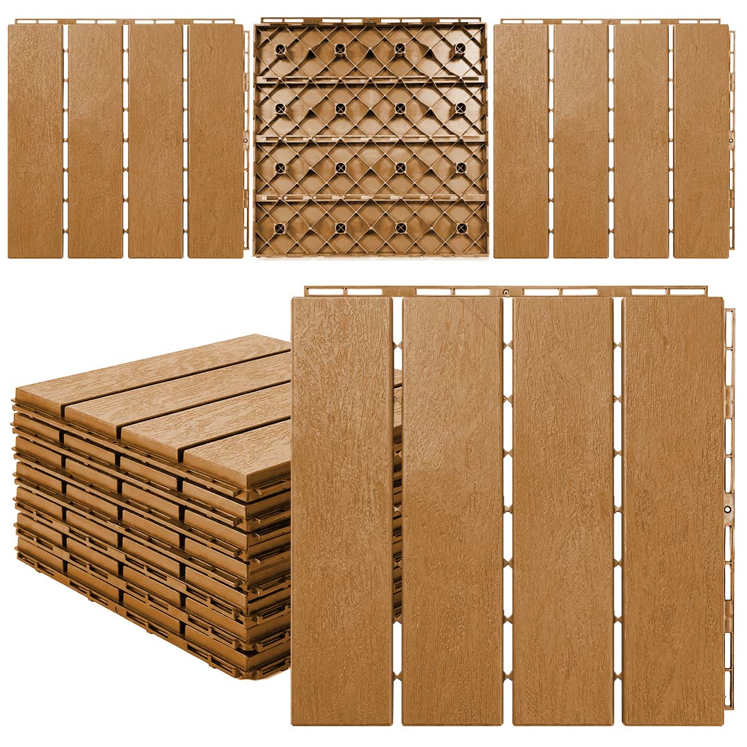 MotionGrey Interlocking 4 Slat Deck Tiles – Waterproof Outdoor Patio Flooring - Image 5